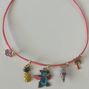 Stitch 5-Charm Faux Suede Necklace